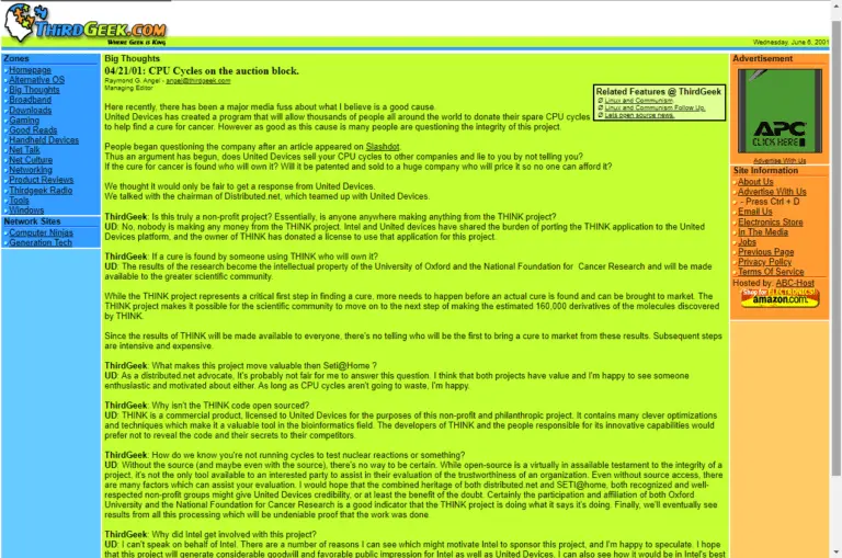 A screenshot of an old ThirdGeek.com website.